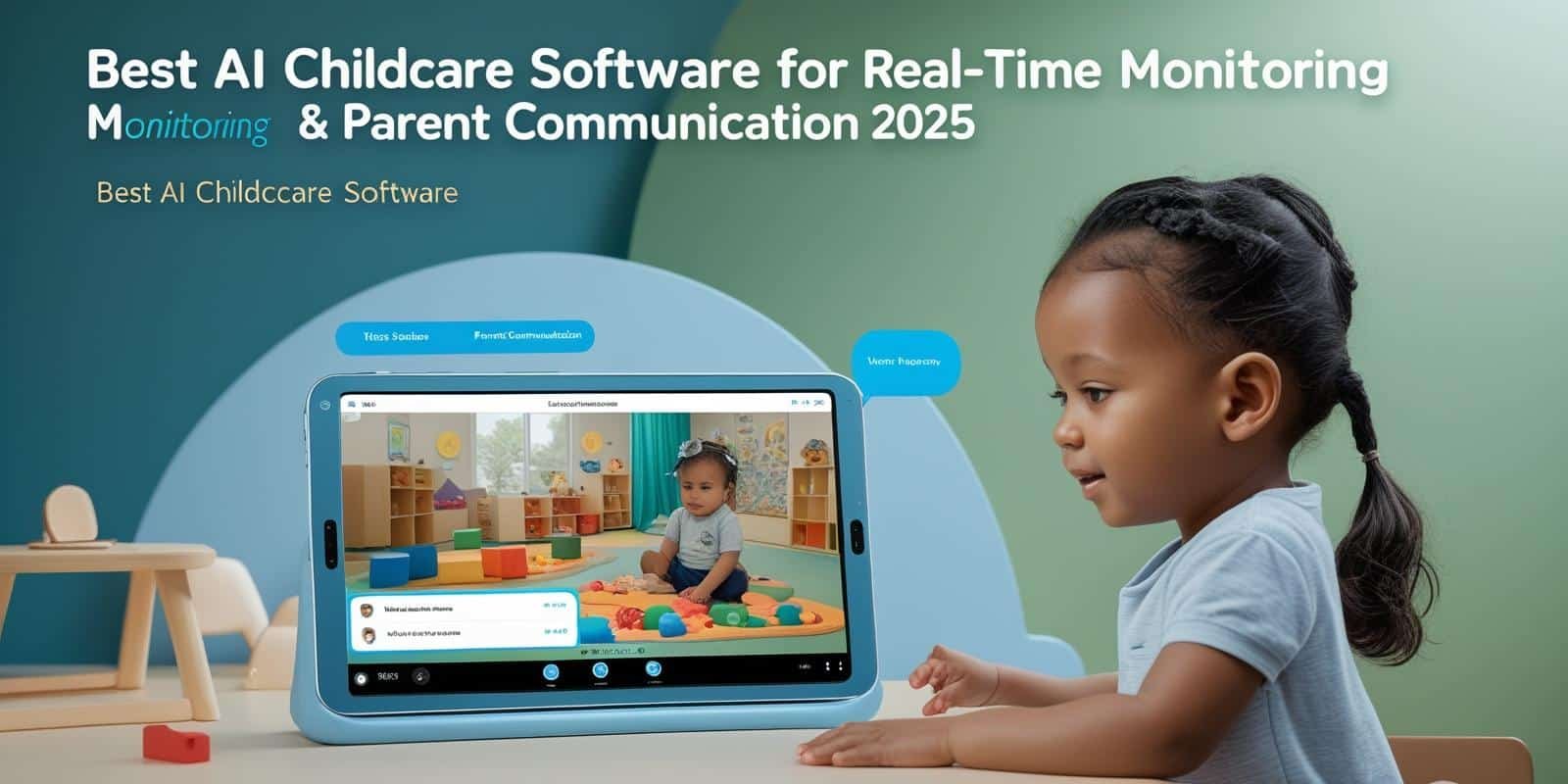 Best AI Childcare Software for Real Time Monitoring Parent Communication 2025 create something realistic create image and add this headline in image