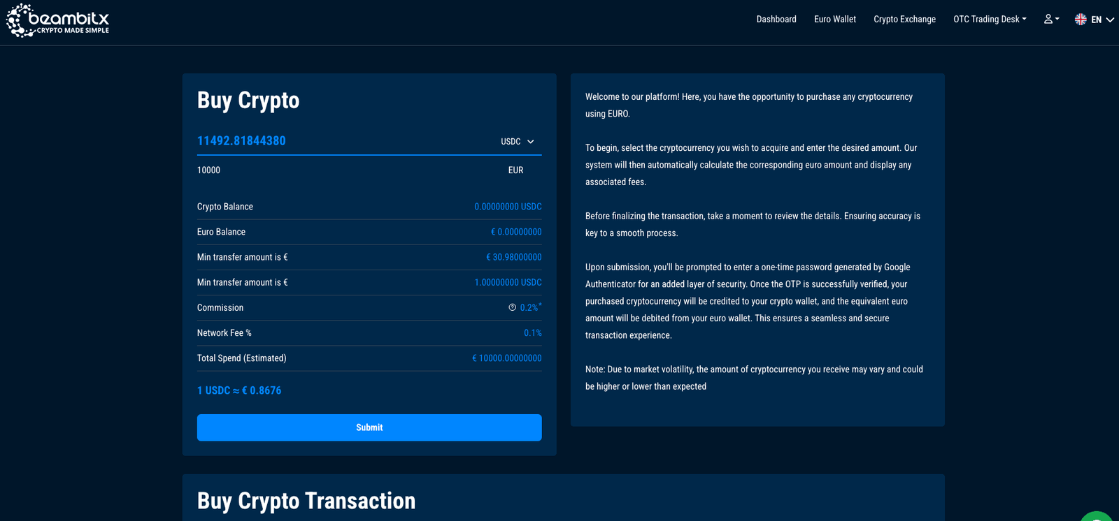 crypto exchange platform development company beambitx